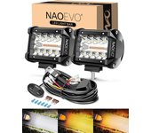 NAOEVO 4 Inch 2Pcs LED Pod Lights Spot Flood Combo LED Fog Driving 4x4 Off Road Lights Work Lights for Truck Boat ATV UTV Jeep