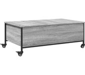 vidaXL Mesa de centro con ruedas madera ingeniería 91x55x34 cm Negro, Roble Sonoma, Roble ahumado Mesita de Salón o Comedor o Auxiliar Mesa de Café Meuble Salón