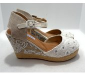 ZAPATILLA CUñA ESPARTO BRILLANTES NOVIA