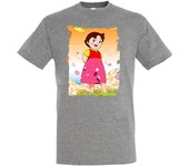 CAMISETA GRIS MEZCLA HEIDI ABUELO SERIE ANTIGUA ANIME moda verano tshirt manga clara pedro