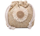 Rattan Woven Women Straw Bag Handbag Knit Flower Summer Beach Woman Shoulder Messenger Khaki Beige Bags Fashion Creative