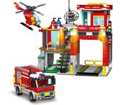City Fire Station Building Blocks Set Forest Fire Protection Fire Boats and Firefighting Car Fire Rescue Helicopter Toys Gift ﻿