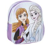 Mochila Infantil Escolar de Frozen - Color Azul - 25x20x29 cm - Fabricada en Poliéster - Con Cierre de Cremallera - Estampado de Elsa y Anna