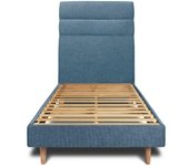 Cama de 90x200 cm con cabecero de línea - Tejido Lienzo mate
