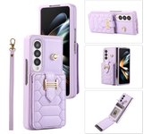 Crossbody Lanyard Phone Case for Samsung Galaxy Z Fold 6 5 4 3 5G Fold5 Fold6 Folio Wrist Strap Leather Card Holder Wallet Cover