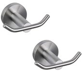 Perchero de baño plateado Perchero doble de acero inoxidable SUS 304 / Perchero para albornoz, adecuado para baño y cocina, juego de 2 piezas montado en la pared de estilo hotelero moderno, Sunny