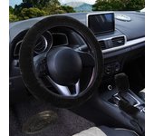 Juego de 3 fundas de volante mullidas, funda de volante cálida para el invierno, funda de freno de mano, funda de palanca de cambios, felpa universal antideslizante, color negro