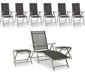 vidaXL Juego de muebles de jardín 9 piezas negro y plateado