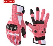 Suomy Lady Pink Motorcycle Gloves Women Goat Leather Motocross Racing Luvas Full Finger Scooter Bike Cycling Protective Gloves