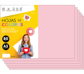 M-Office Folios De Colores A3 80g Para Impresoras y Manualidades, Papel Surtido Para Niños, Paquete Folios Colores Para Tarjetas, Escuela y Proyectos Creativos m-office (250h, Rosa Claro)