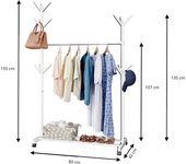 LUTODY - Perchero pie de burro y zapatero, Colgador de ropa, Rueda giratoria, Soporte resistente con estante para zapatos, Bolso, Accesorios, Prenda, Multifuncional, Salón, Dormitorio, Sala de estar, Recibidor, Entrada