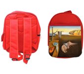 MERCHANDMANIA PACK MOCHILA ROJA Y ESTUCHE cuadro la persistencia de la memoria Salvador Dalí pintor school material