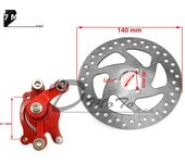 49CC Brake Disc Plate Gas Mini Dirt Bike Rear Disc Brake Caliper Kit 140mm and Friction Plate Rotors Electric Scooter ATV
