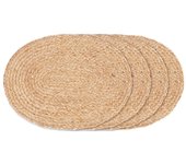 Juego de 4 Platillos Bombay, Yute, Marron, 45x35x0,5 cm