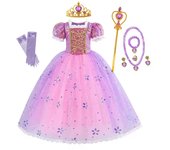 Girls Rapunzel Princess Dress Children Fancy Cosplay Tangled Costume Set Halloween Carnival Birthday Party Gown Outfit Clothes