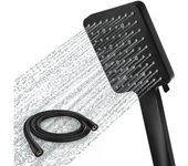 Cabezal de ducha con manguera, cabezal de ducha de alta presión con manguera de 1,5 m, juego de manguera y cabezal de ducha universal con 6 ajustes modo de pulverización, negro
