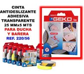 Cinta antideslizante adhesiva 25mmx  5mt.transp.baño-duch 220-56
