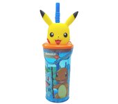 Botella vasos figura 3D con pajitas para niños y niñas 360ml licencias oficiales STOR Frozen,Mickey,Minnie,Stitch,Spiderman Bluey Pikachu Peppa pig