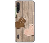 Tumundosmartphone Funda Gel Tpu para Xiaomi Mi A3 diseño Corazones Madera Dibujos