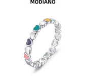 MODIAN 925 Sterling Silver Rainbow Colorful Enamel Stackable Rings Heart Star Infinite Love Finger Rings For Women Fine Jewelry
