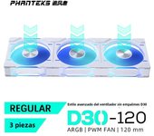 Phanteks D30-120 case 120mm Fan Regula/ Reverse Airflow 4pin PWM, 30mm Thick/ four-sided Magic Color Wireless Stitching