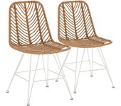 VS Venta-Stock Pack 2 sillas de comedor o jardín Emi Ratan/Blanco