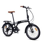 Moma Bikes - Vélo de Ville Pliant 20"- Cadre Alu - SHIMANO 7 Vitesses - Selle Comfort - Noir