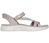 Cómoda  Sandalia de mujer Skechers SLIP-INS GO WALK FLEX SANDAL - ILLUMIN taupe con velcros. Skechers Hands Free Slip-ins® Sistema Heel Pillow para calzar sin manos. Altura Tacón bajo (1-3 cm) Referencia 141481-TPE