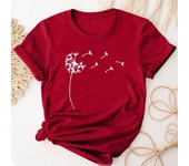 Dandelion Print Crew Neck T-Shirt, Casual Short Sleeve T-Shirt For Spring & Summer, Women's Clothing