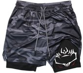 Graphic 2 in 1 Athletic Shorts for Men Gym Workout Running Performance Shorts with Compression Liner Phone Pocket Towel Loop