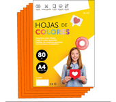 M-Office Folios De Colores A4 80g Para Impresoras y Manualidades, Papel Surtido Para Niños, Paquete Folios Colores Para Tarjetas, Escuela y Proyectos Creativos m-office (50h, Naranja)