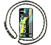 Tumundosmartphone Funda Transparente con Cordon para Realme Narzo 50 5G - Verde / Dorado