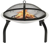 vidaXL Brasero y Barbacoa 2 en 1 Atizador Acero Inoxidable 56x56x49 cm Horno Color Plateado,  Negro, y mas