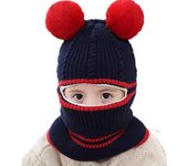 Gorro de Algodón Bebé,Gorro de invierno para niños, niñas y niños, gorro de punto, bufanda gruesa, capucha con orejeras, bufandas, gorros de calavera, 1 a 4 años