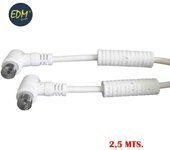 Edm Prolongador TV Video con Filtro 9,5mm 2,5m Blanca - Alta Calidad