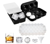 Paquete de 3 bandejas de silicona para cubitos de hielo con tapas, moldes esféricos y cuadrados para whisky, reutilizables y aptas para lavavajillas