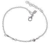 Pulsera Plata Ley 925m cadena rolo 17 cm. bambú 11 mm. bola lisa 4 mm.