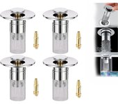 Timnamy Drenaje, tapón para fregadero de baño, recogedor de pelo, tapón para fregadero Peachloft, colador de drenaje para fregadero de baño emergente con cesta de filtro de acero inoxidable extraíble (4 unidades)