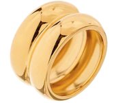 GOLDENCAT Anillo Coda talla 6, Anillo de Acero, Anillo con Diseño de Doble Aro, Anillo Dorado Grueso, Diámetro interno del aro 16,5 mm, Anillo Waterpoof, Acero inoxidable, Bañado en Oro 18k