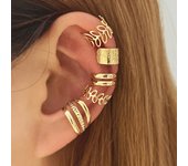 Vintage Gold Color Leaves Ear Cuff Black Non-Piercing Ear Clips Fake Cartilage Earrings Clip Earrings For Women Men Jewelry