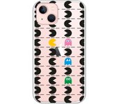 Funda compatible con iPhone 13 - Patron Comecocos Negros Clear
