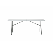 Marbueno Mesa Plegable Rectangular Resina Blanco Estructura de Acero Capacidad 6-8 personas Carga Máxima 150 kg 180X74X74 cm Catering, Jardin, Playa, Camping, Eventos y Terraza 10528