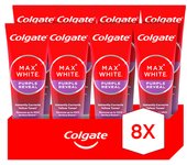 Pasta de dientes blanqueadora Colgate Max White Purple Reveal, dientes blancos 75ml Pack de 8
