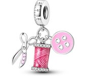 Silver Plated Pink Series Charms Pendant Lovely Dangle Pink Perfume Bottle Charm Beads Fit Bangle Bracelet Necklace Jewelry