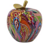 CAPRILO REGALOS & DECORACIÓN Figura Decorativa Multicolor de Resina "Manzana Rabo Dorado" Adornos y Esculturas. Frutas. Regalos Originales. Decoración Hogar.  11 x 11 x 13 cm