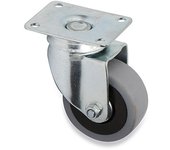 Rueda giratoria jade plus aro de goma ø60 plástico zincado placas antihilo y doble hilera de bolas.