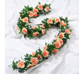 2pcs 10Heads Artificial Rose Silk Vine Flowers Wall Plants Fake Rose Flowers Rattan Garland Wedding Party Home Garden Decoration