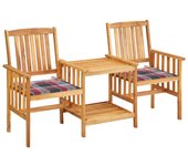 vidaXL Sillas y mesita de jardín con cojines madera maciza acacia