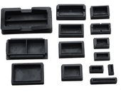 Furniture Plastic Steel Rectangular Tube Plug, Non-slip Foot Protective Pad, Plastic Square Tube Cap, Black, 10pcs