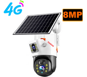 4G SIM Card Solar Camera WiFi 360 IP Camera 8MP 4K CCTV Battery Cameras Outdoor Dual Lens Smart Home Security Surveillance Solar